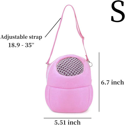 WishLotus Hamster Carrier Bag, Portable Outgoing Travel Handbags with Nylon Straps Small Pet Pouch for Hamster Rat Mini Hedgehog (Pink, S)