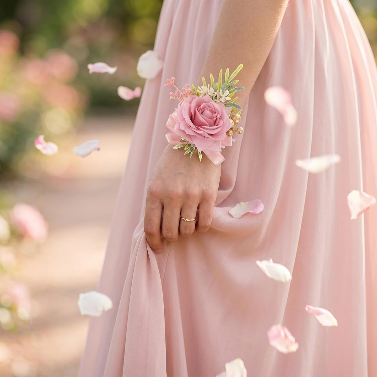 2 Pcs Corsage and Boutonniere Set (Pink), Wedding Homecoming