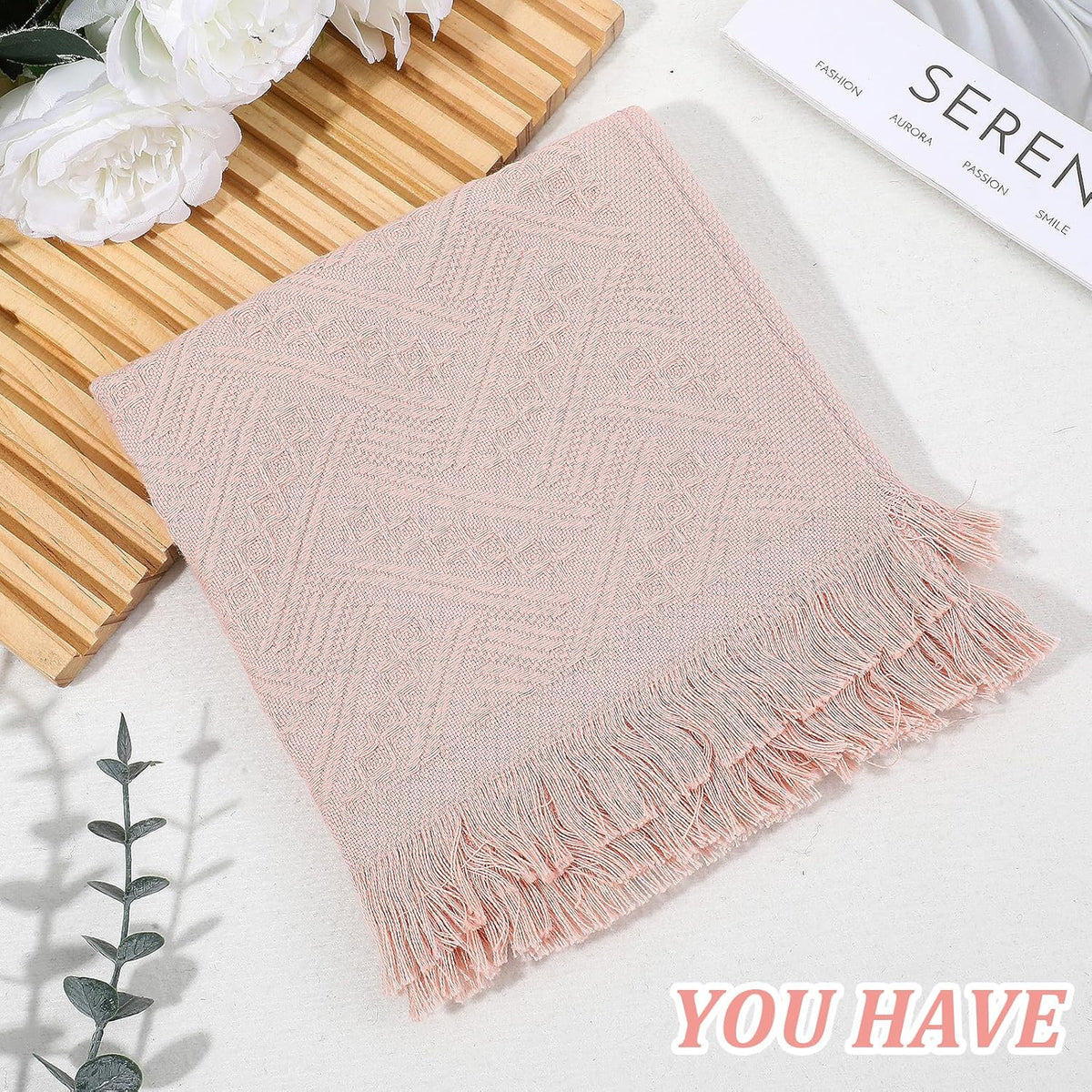 2PCS Pink Hand Towel for Bathroom,30×13Inch-Cute Boho Hand Towels