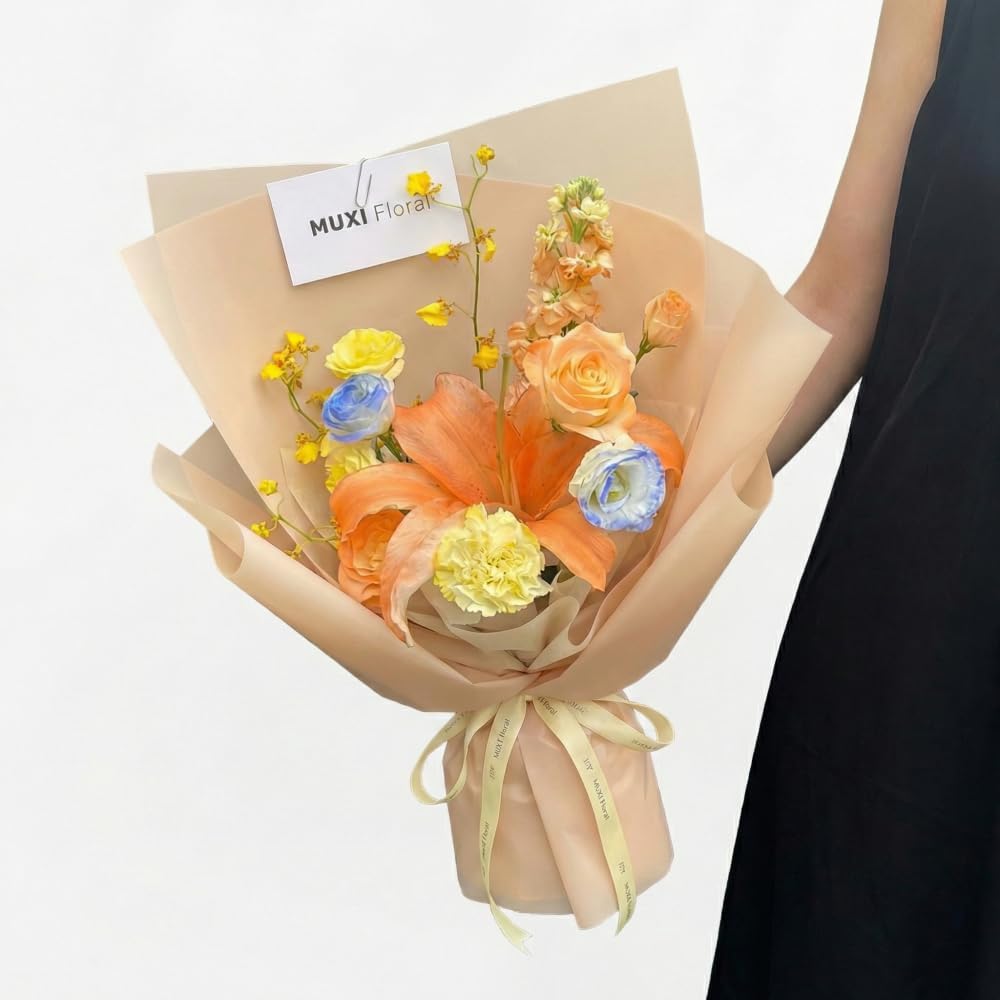 Korean Style Flower Wrapping Paper Floral Bouquet Wraps Gift Packaging Florist Supplies 20 Counts (Light peach)
