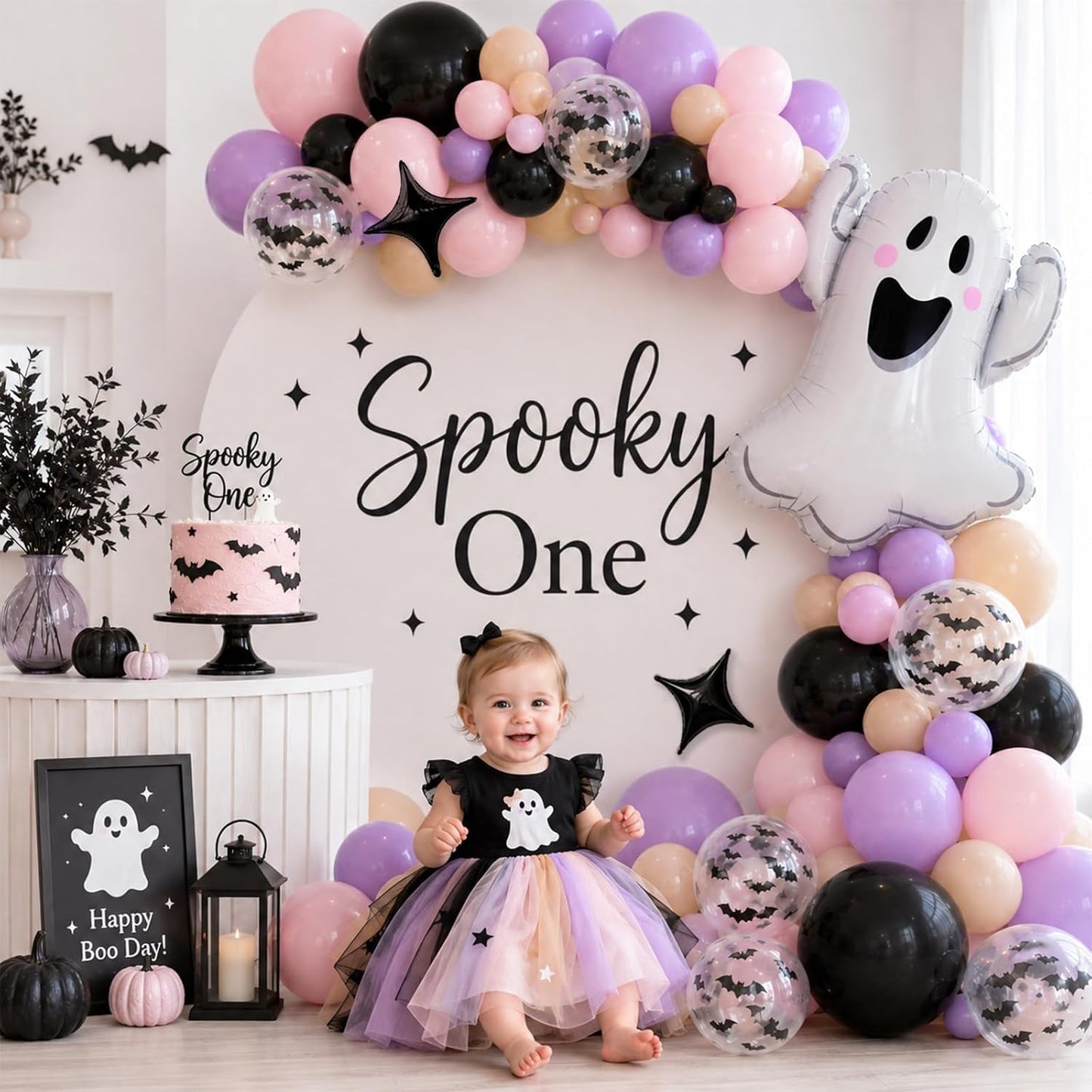 Halloween Balloon Garland Arch Kit Pink Purple Spooky One Party Decorations