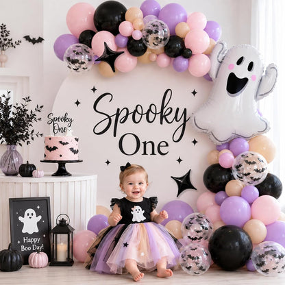 Halloween Balloon Garland Arch Kit Pink Purple Spooky One Party Decorations