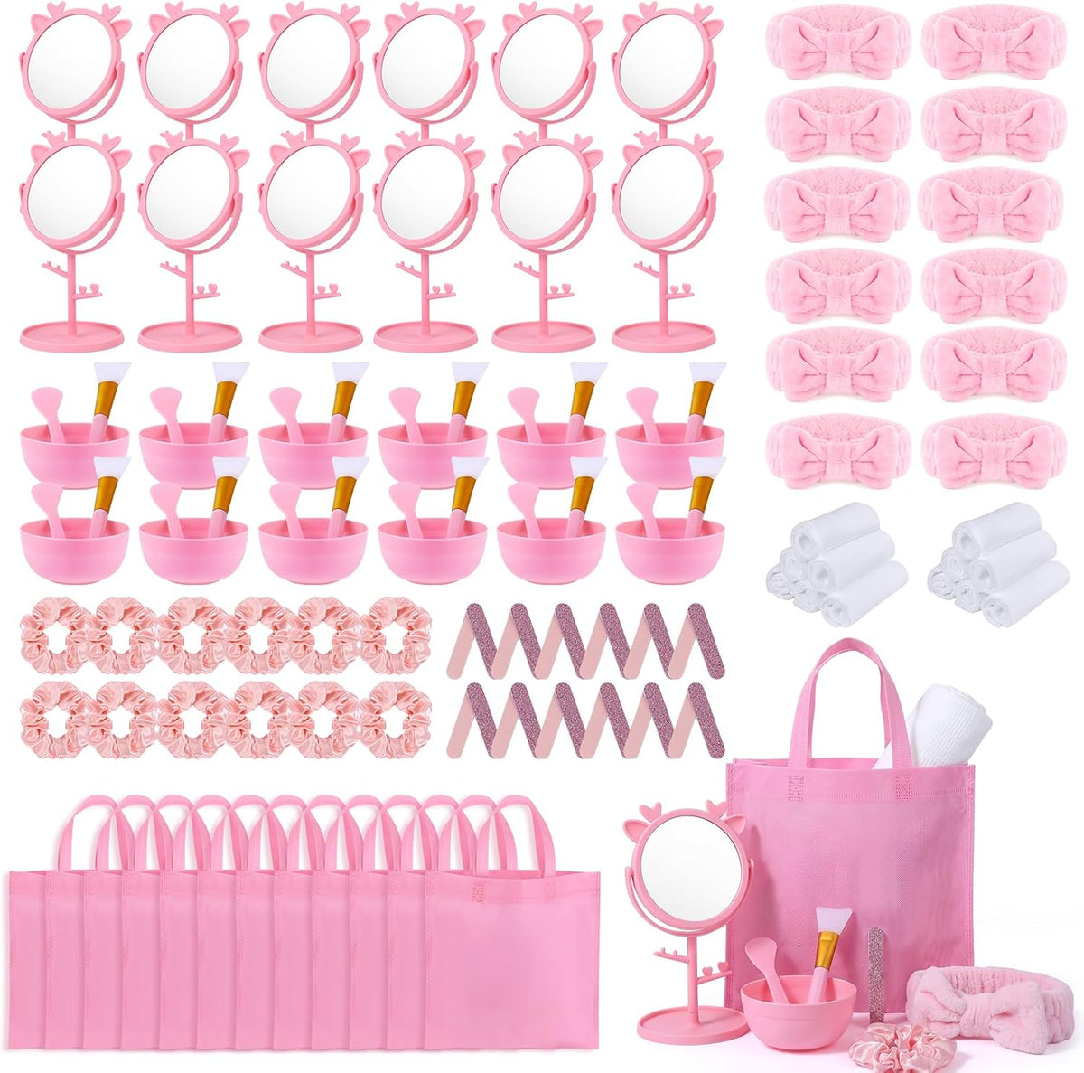 Spa Party Supplies, 108 Pcs Slumber Sleepover Birthday Party Favors Set, Sleep over Supplies Bulk (Pink-108)