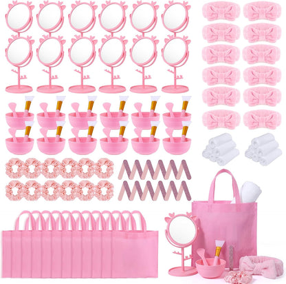 Spa Party Supplies, 108 Pcs Slumber Sleepover Birthday Party Favors Set, Sleep over Supplies Bulk (Pink-108)