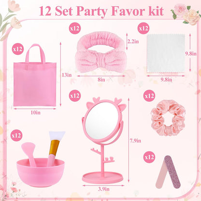 Spa Party Supplies, 108 Pcs Slumber Sleepover Birthday Party Favors Set, Sleep over Supplies Bulk (Pink-108)