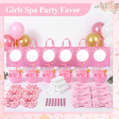Spa Party Supplies, 108 Pcs Slumber Sleepover Birthday Party Favors Set, Sleep over Supplies Bulk (Pink-108)