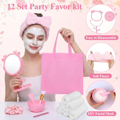 Spa Party Supplies, 108 Pcs Slumber Sleepover Birthday Party Favors Set, Sleep over Supplies Bulk (Pink-108)
