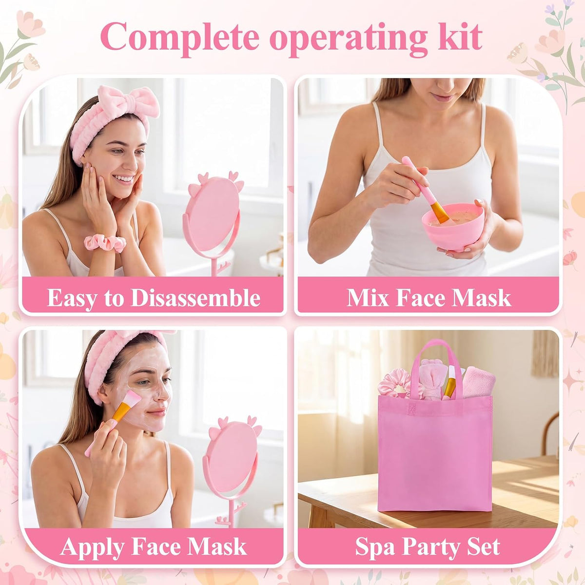 Spa Party Supplies, 108 Pcs Slumber Sleepover Birthday Party Favors Set, Sleep over Supplies Bulk (Pink-108)