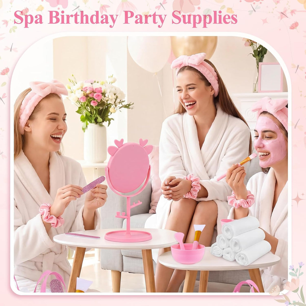 Spa Party Supplies, 108 Pcs Slumber Sleepover Birthday Party Favors Set, Sleep over Supplies Bulk (Pink-108)
