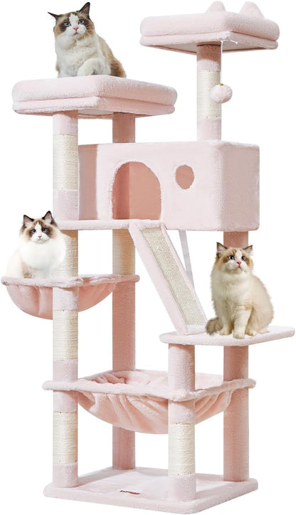 Sturdy Cat Tree, 58In Cat Tower for Indoor Cats Large Adult