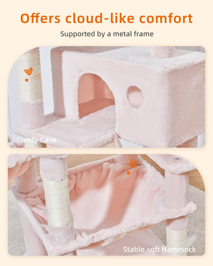Sturdy Cat Tree, 58In Cat Tower for Indoor Cats Large Adult