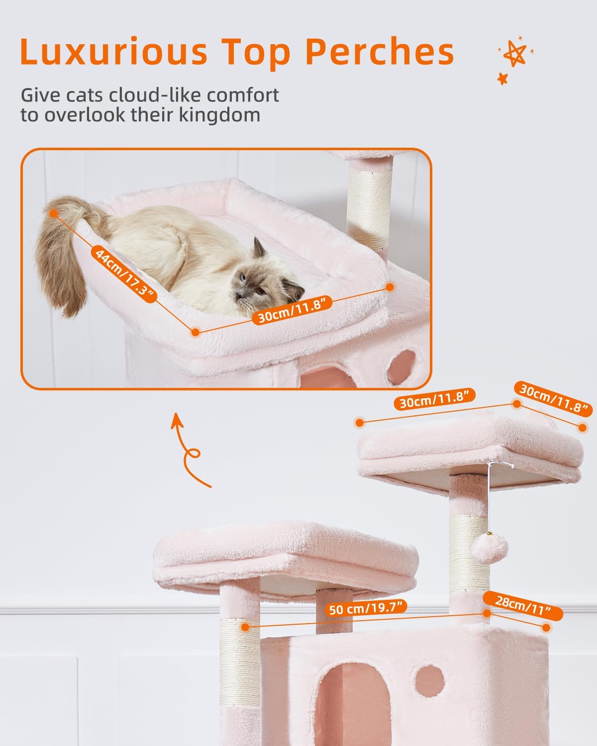 Sturdy Cat Tree, 58In Cat Tower for Indoor Cats Large Adult