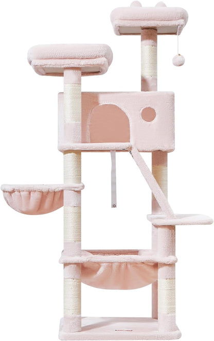 Sturdy Cat Tree, 58In Cat Tower for Indoor Cats Large Adult