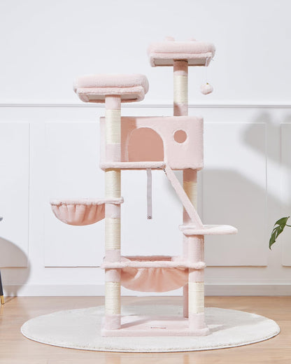 Sturdy Cat Tree, 58In Cat Tower for Indoor Cats Large Adult