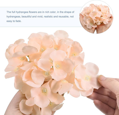 Silk Artificial Hydrangea Flowers, Pink Artificial Flowers Heads with Stems, Full Hydrangea Flowers for Wedding Centerpieces, Party Decoration 30Set