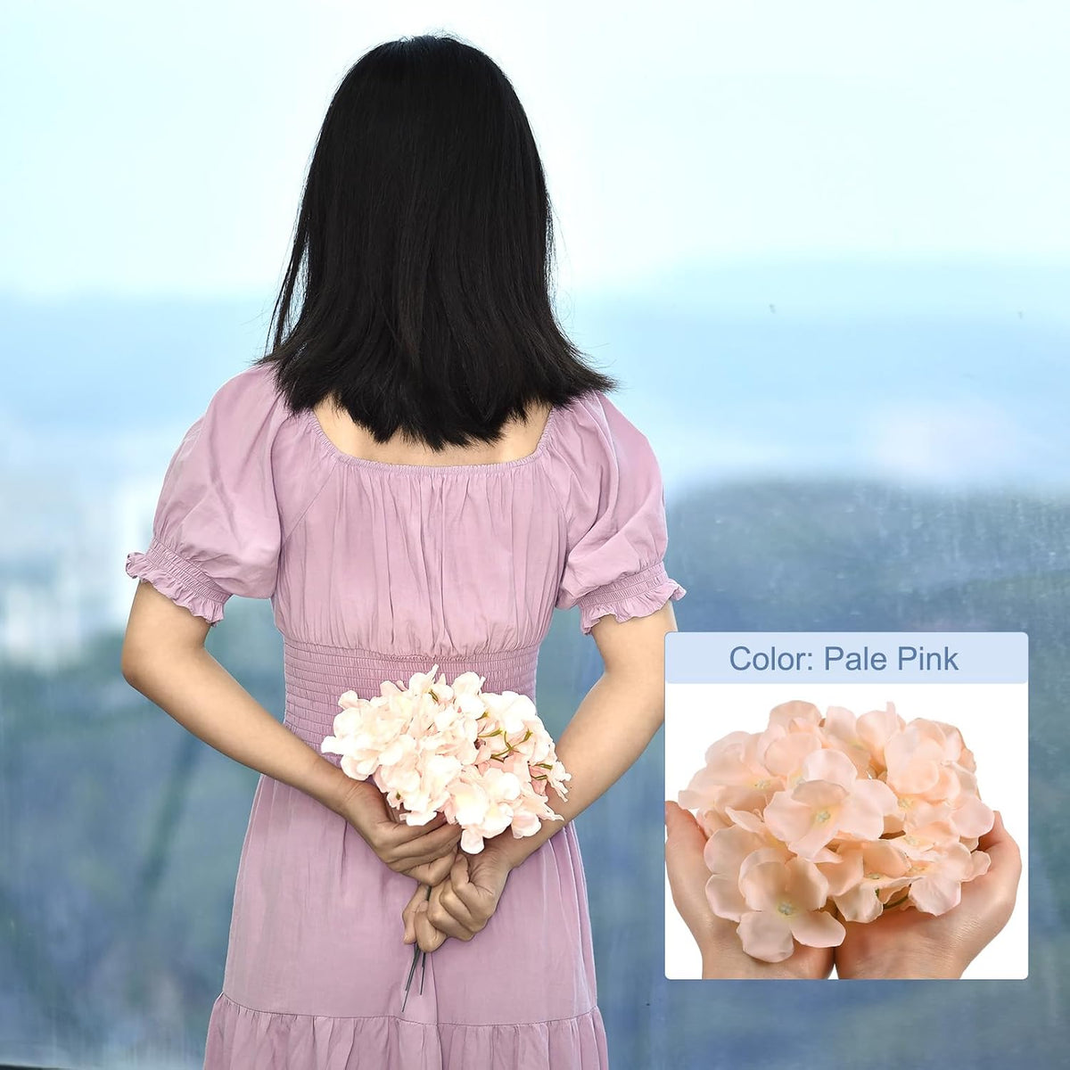 Silk Artificial Hydrangea Flowers, Pink Artificial Flowers Heads with Stems, Full Hydrangea Flowers for Wedding Centerpieces, Party Decoration 30Set