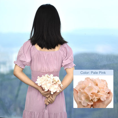 Silk Artificial Hydrangea Flowers, Pink Artificial Flowers Heads with Stems, Full Hydrangea Flowers for Wedding Centerpieces, Party Decoration 30Set