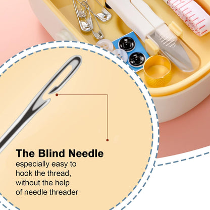 Sewing Kit, Portable Kit for Adults, Plastic Box Needle and Thread Accesories Supplies Pink 15.5x6cm(6.1x2.36in)