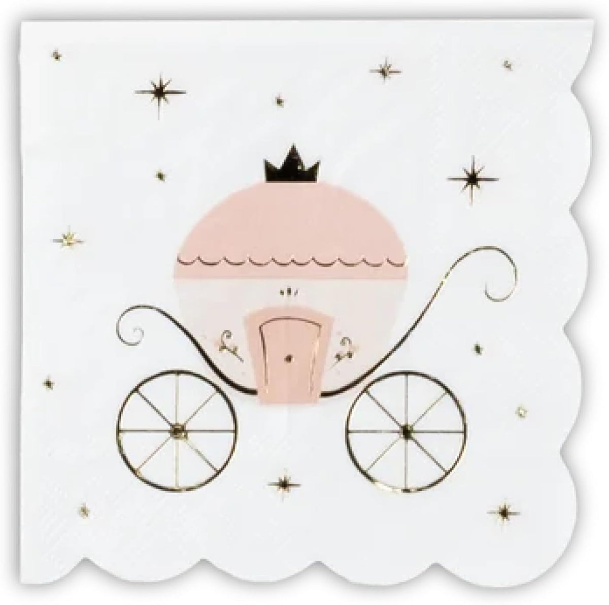 Gatherings by CP Princess Carriage Napkins, Gold Foil Details,16 Pack