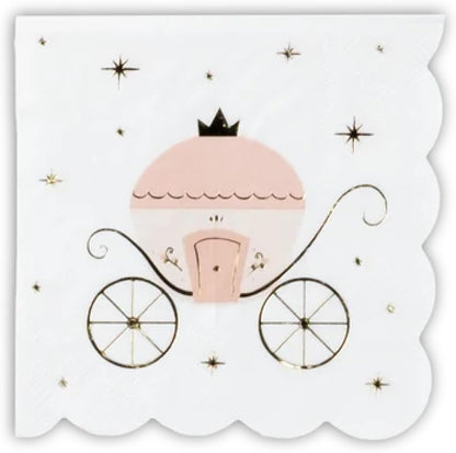 Gatherings by CP Princess Carriage Napkins, Gold Foil Details,16 Pack