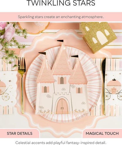 Gatherings by CP Princess Carriage Napkins, Gold Foil Details,16 Pack