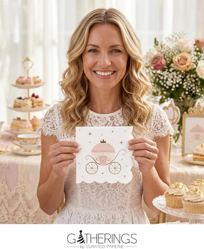 Gatherings by CP Princess Carriage Napkins, Gold Foil Details,16 Pack