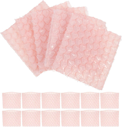 60Pcs Bubble Out Bags Double Walled Bubble Cushioning Bags for Shipping Packaging 3.93X3.93X0.19In Pink Heart Shaped Pouches for Mailing Protection