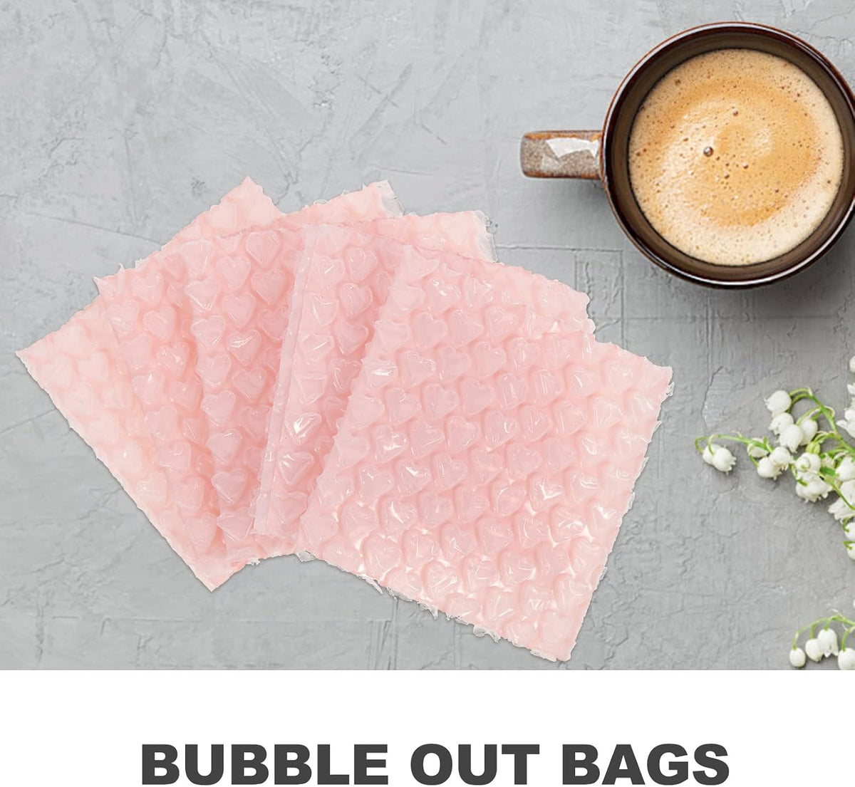 60Pcs Bubble Out Bags Double Walled Bubble Cushioning Bags for Shipping Packaging 3.93X3.93X0.19In Pink Heart Shaped Pouches for Mailing Protection