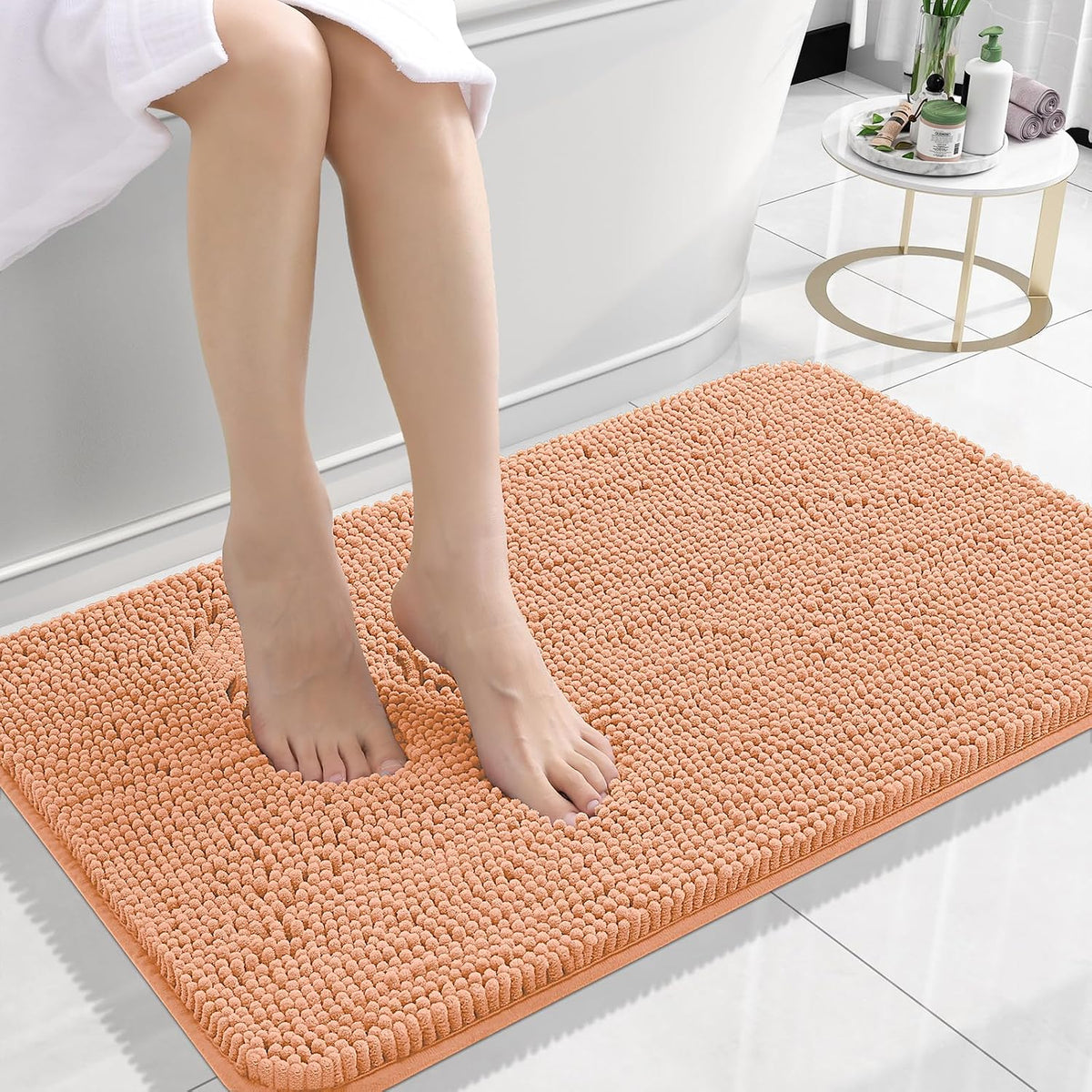 Small Bathroom Rugs 24x16, Extra Soft Absorbent Chenille Bath Rugs
