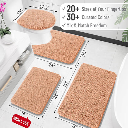 Small Bathroom Rugs 24x16, Extra Soft Absorbent Chenille Bath Rugs