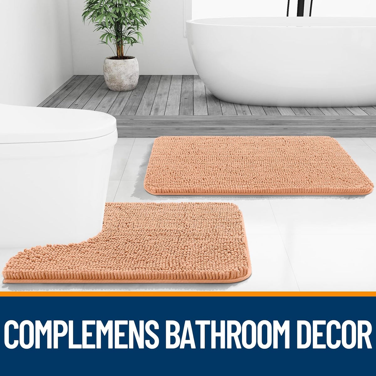 Small Bathroom Rugs 24x16, Extra Soft Absorbent Chenille Bath Rugs