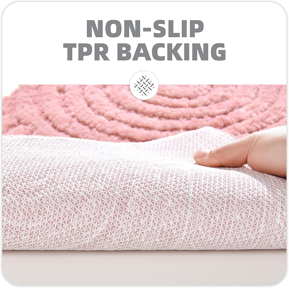 Pink Cute Bath Mat Non-Slip 20’’W x 32’’L Luxurious Modern Minimalist Rainbow Boho Tufted Kids Girls Bathroom Rugs Rubber Backed, Bohemian Geometric Bath Rug Microfiber Absorbent Floor Mat