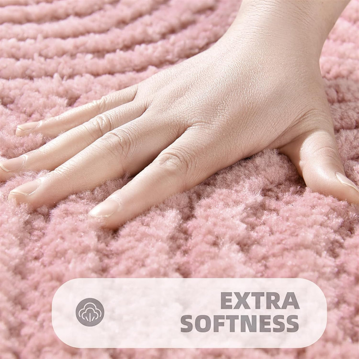 Pink Cute Bath Mat Non-Slip 20’’W x 32’’L Luxurious Modern Minimalist Rainbow Boho Tufted Kids Girls Bathroom Rugs Rubber Backed, Bohemian Geometric Bath Rug Microfiber Absorbent Floor Mat