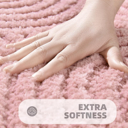 Pink Cute Bath Mat Non-Slip 20’’W x 32’’L Luxurious Modern Minimalist Rainbow Boho Tufted Kids Girls Bathroom Rugs Rubber Backed, Bohemian Geometric Bath Rug Microfiber Absorbent Floor Mat