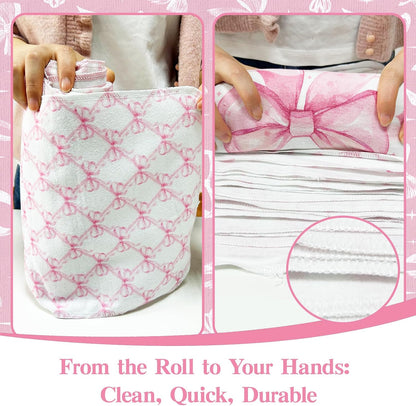 36 Pack Reusable Paper Towels Pink Bow Kitchen Rolls Towels