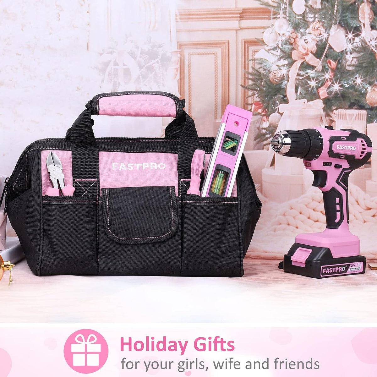 232-Piece Pink Drill Set for Women, Pink Tool Set with Bag