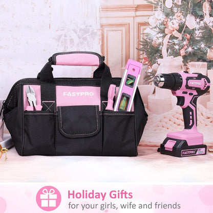 232-Piece Pink Drill Set for Women, Pink Tool Set with Bag