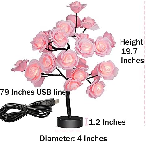 Birthday Mother's Day Valentine's Day Gifts for Mom Women Daughter Wife Girlfriend Sister Pink Flower Rose Tree lamp Cute Room Decor for Bedroom Livingroom