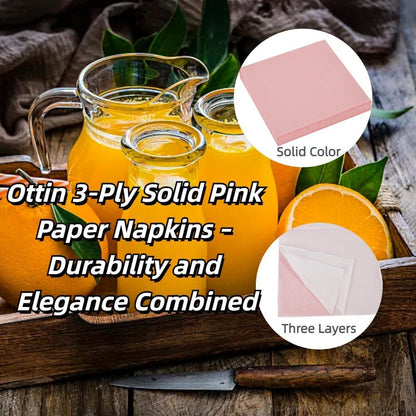 Pink Wedding Paper Dinner Napkins 3-Ply, 6.5'', 100Ct
