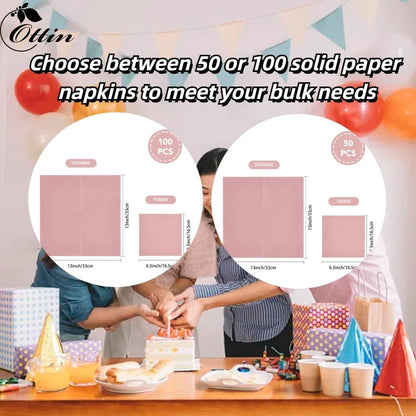 Pink Wedding Paper Dinner Napkins 3-Ply, 6.5'', 100Ct
