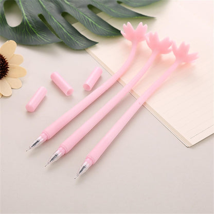 12pcs Cute Pink Flower Gel Ink Pens Writing Pens 0.5 mm Black Ink Fun Kawaii Pens Bulk for Office Supplies