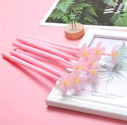 12pcs Cute Pink Flower Gel Ink Pens Writing Pens 0.5 mm Black Ink Fun Kawaii Pens Bulk for Office Supplies