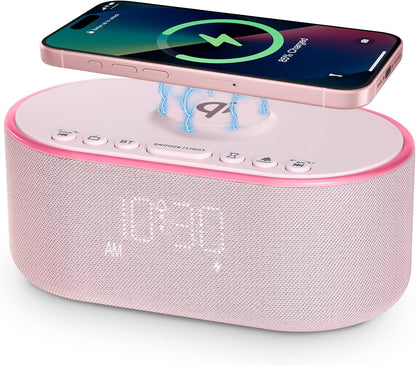 Qi Certified Wireless Charging Alarm Clock Radio for Bedroom