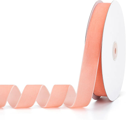 Peach Velvet Ribbon 1" x 20Yd,Great for Gift Wrapping,Hair Bows Making, Wreaths,Wedding and Christmas Party Decoration(Peach 1")