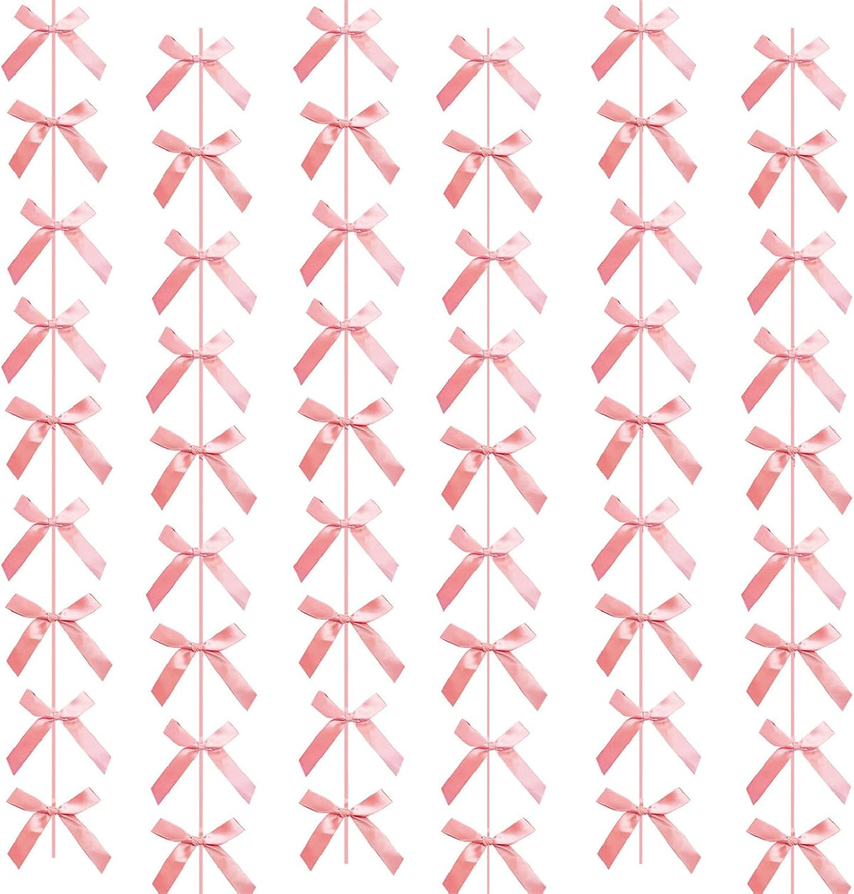 Peach Pink Ribbon Bow Hanging Garland for Baby Shower Pink Bow Party Decorations Girls Bow Birthday Decoration Tying the Knot Bridal Shower Party Room Décor 6pcs