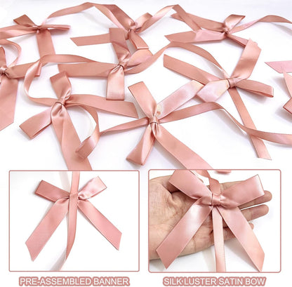 Peach Pink Ribbon Bow Hanging Garland for Baby Shower Pink Bow Party Decorations Girls Bow Birthday Decoration Tying the Knot Bridal Shower Party Room Décor 6pcs
