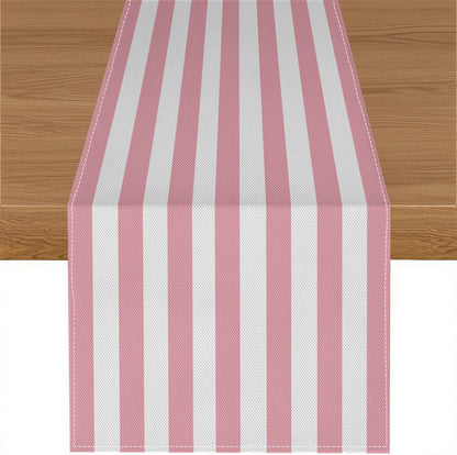 Striped Table Runner,Modern Minimalism Pink Table Runner for Home Kitchen Table Decor Dining Coffee Room Birthday Party Decor 13x36 Inch
