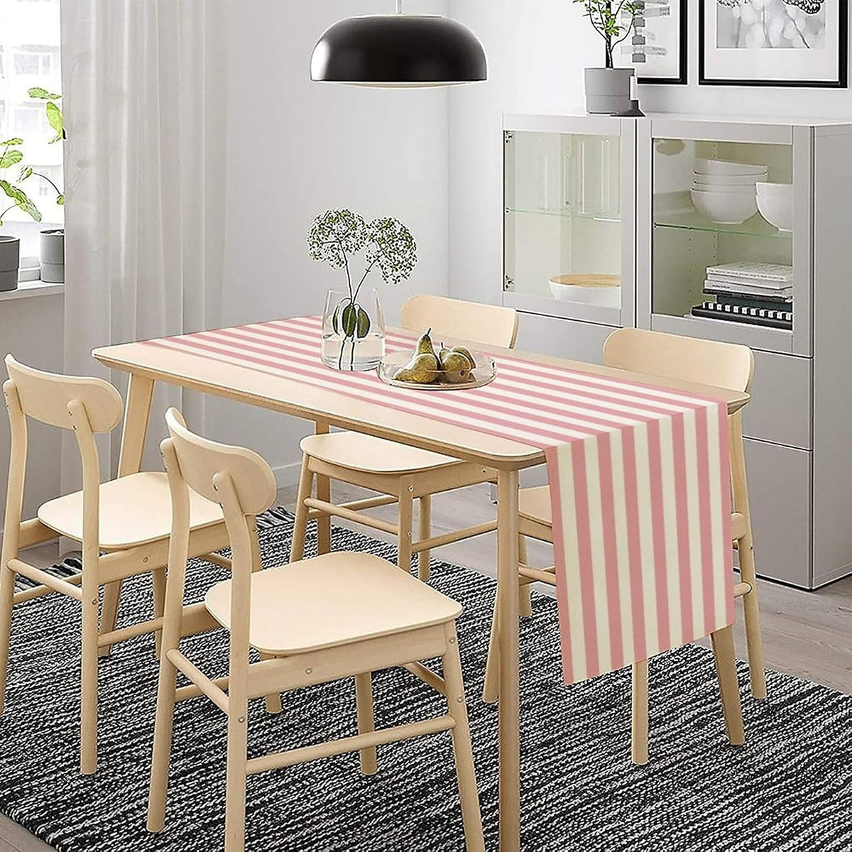 Striped Table Runner,Modern Minimalism Pink Table Runner for Home Kitchen Table Decor Dining Coffee Room Birthday Party Decor 13x36 Inch