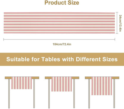 Striped Table Runner,Modern Minimalism Pink Table Runner for Home Kitchen Table Decor Dining Coffee Room Birthday Party Decor 13x36 Inch