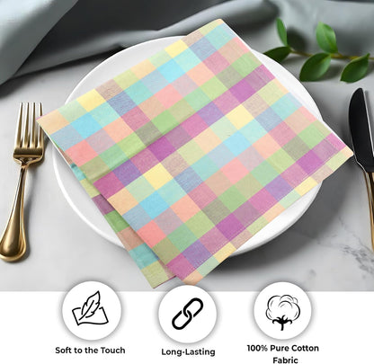 Urban Villa Cloth Napkins 100% Cotton Highly Absorbent Washable Durable Reusable Premium Dinner Napkins Ideal for Gifts for Mothers Day Hotel Farmhouse Parties - Easter Checks (20" x 20", Set of 12)